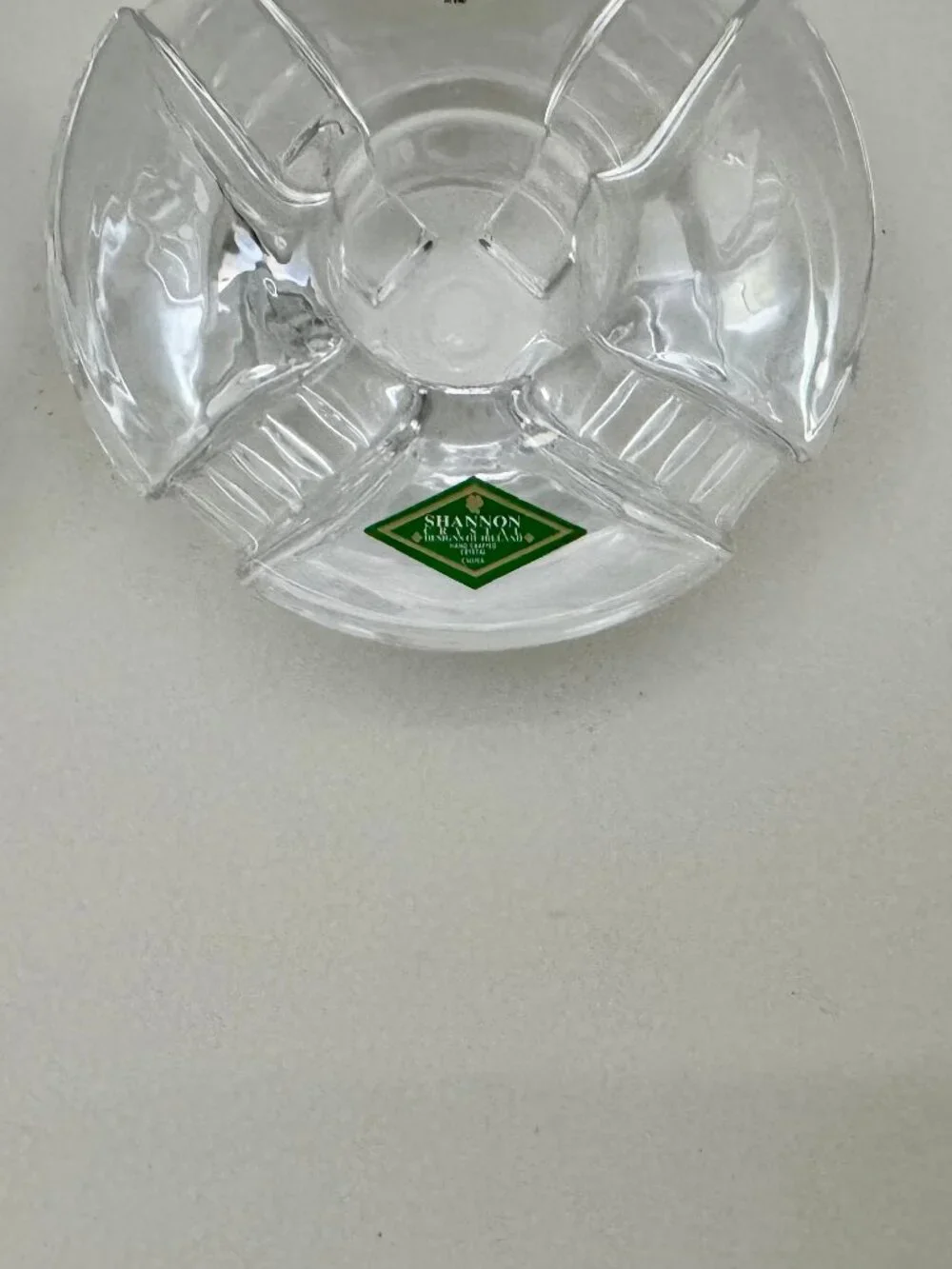 Vintage MCM Irish Shannon Crystal Clear Round Votive Candle Holder Pair, MINT